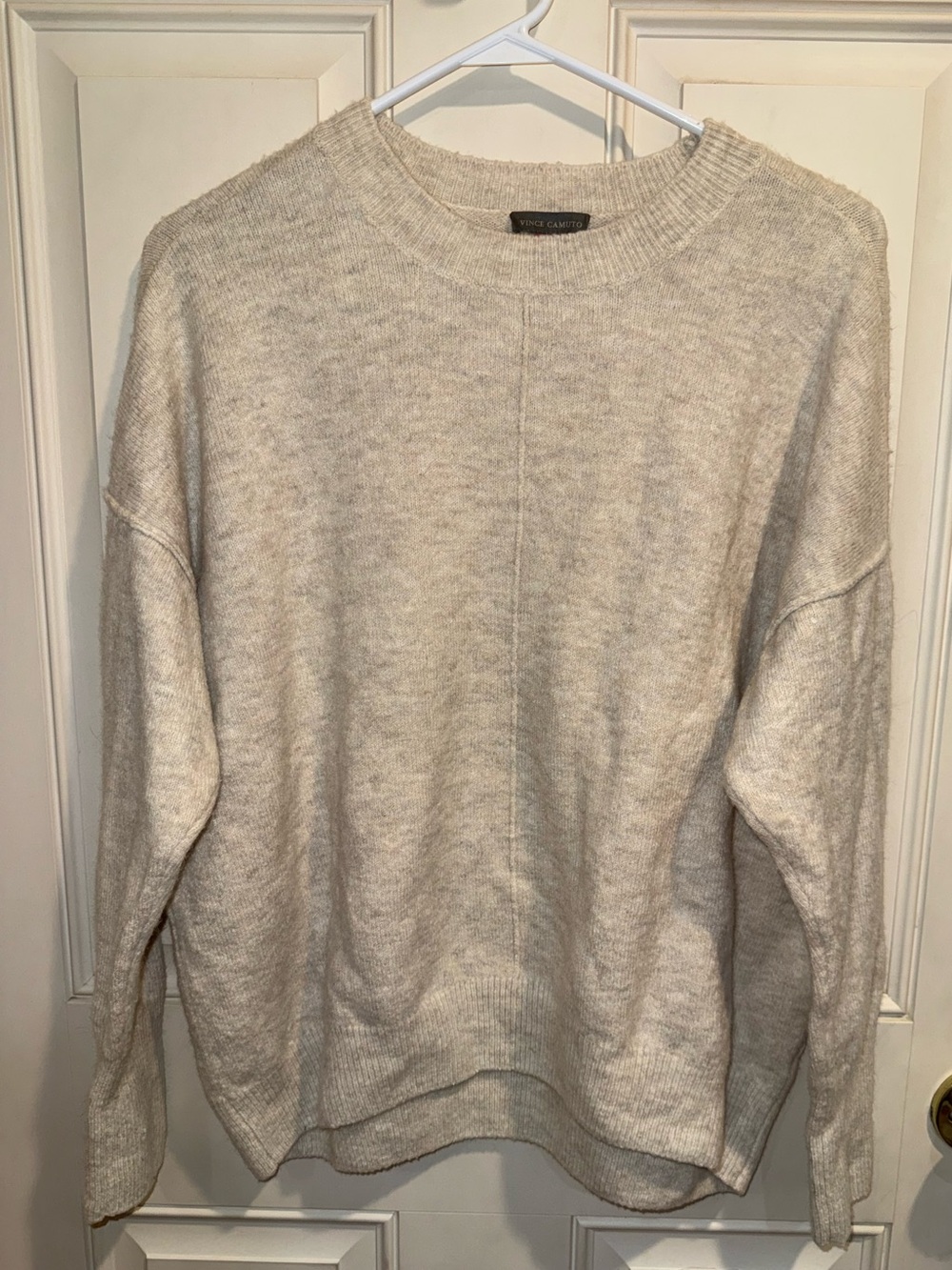 Vince Camuto Neutral Oatmeal Crewneck Sweater